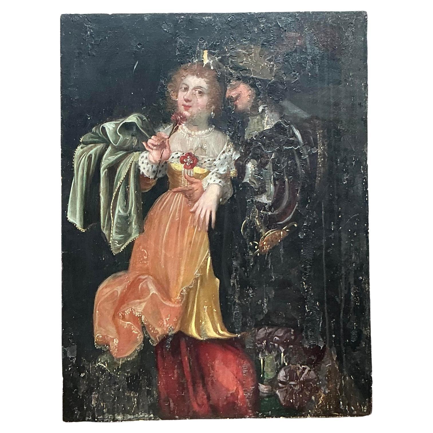 Vintage Boho 19. Jahrhundert Figural auf Brett im Angebot