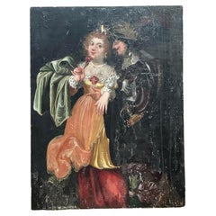 Vintage Boho 19th Century Figural on Board