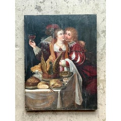 Vintage Boho 19th Century Figural Painting on Board
