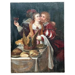 Vintage Boho 19th Century Figural Painting on Board