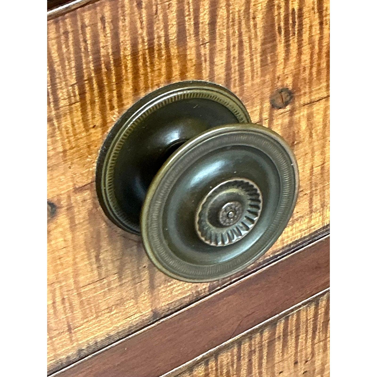 Brass Vintage Boho 19th Century Hand Made Sheraton Chest of Drawers For Sale