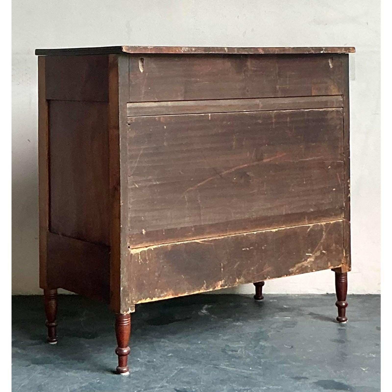 Vintage Boho 19th Century Hand Made Sheraton Chest of Drawers For Sale 1