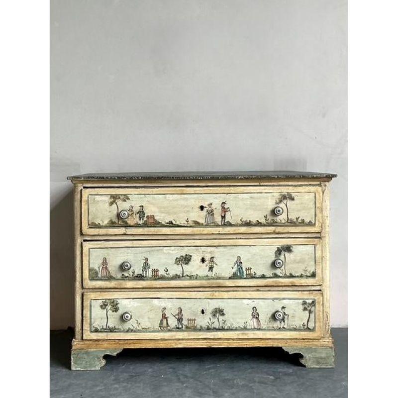 Vintage Boho 19th Century Hand Painted Chest of Drawers For Sale 7