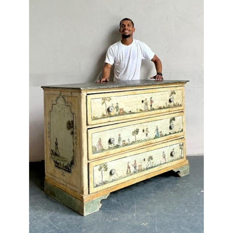 American Vintage Boho 19th Century Hand Painted Chest of Drawers For Sale