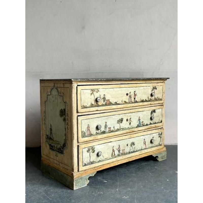 Vintage Boho 19th Century Hand Painted Chest of Drawers In Good Condition For Sale In West Palm Beach, FL