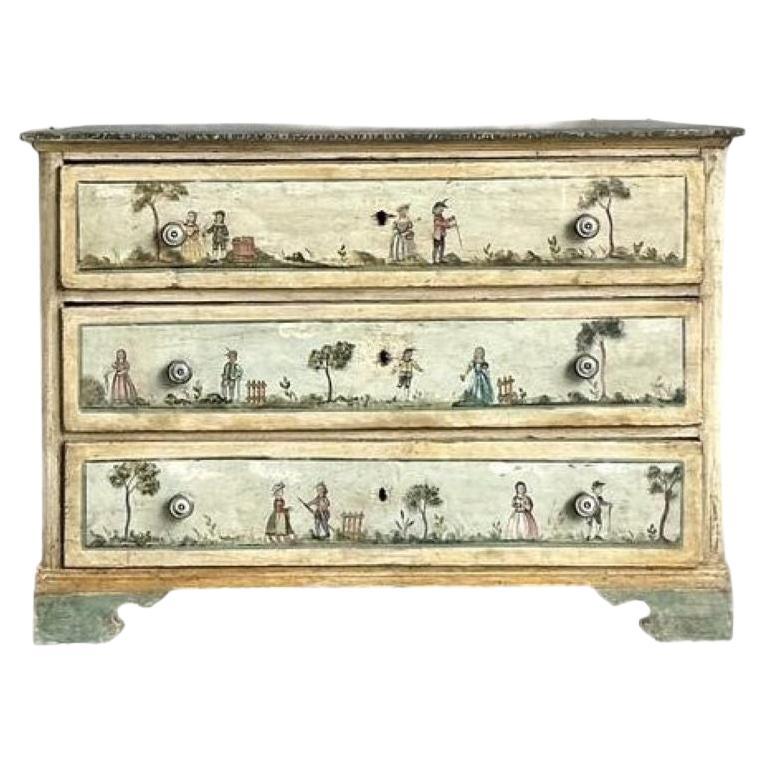 Vintage Boho 19th Century Hand Painted Chest of Drawers