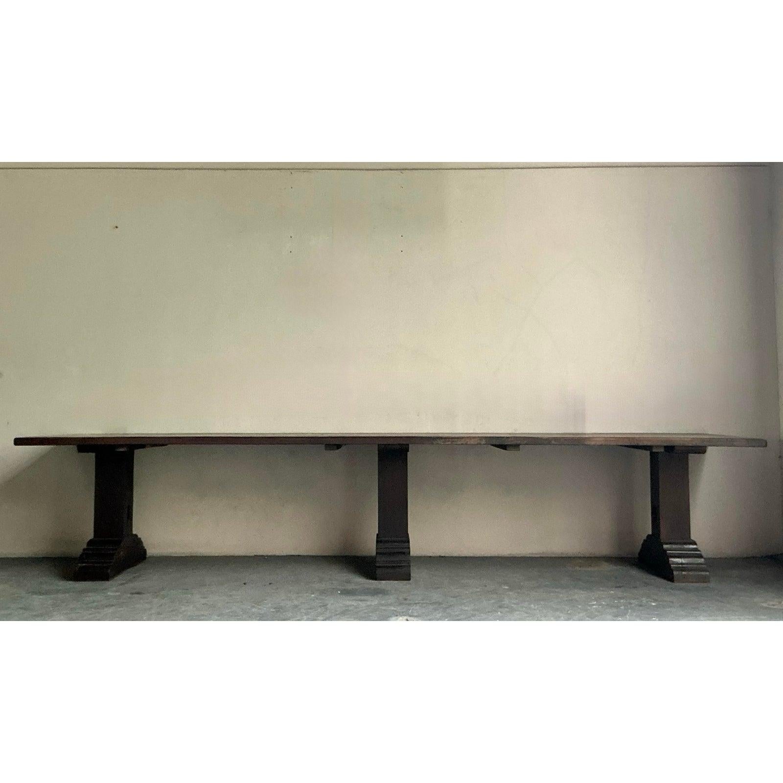 Legno Tavolo da biblioteca monumentale vintage Boho del XIX secolo in vendita