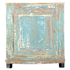 Antique Boho 19th Century Swedish Patinated Corner Cabinet