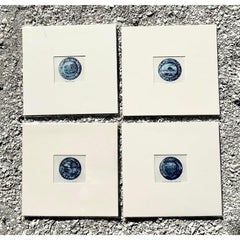 Vintage Boho 19th Century Transfers China Prints - Set of 4