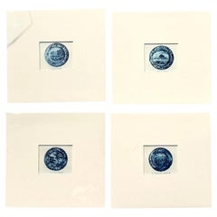 Vintage Boho 19th Century Transfers China Prints - Set of 4