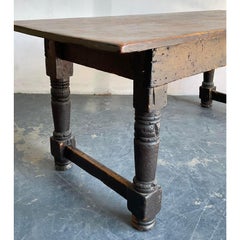 Vintage Boho 19th Century Turned Wood Library Table