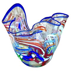 Vintage Boho 2001 Signed Art Glass Wave Bowl