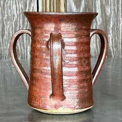 Vintage Boho 3 Handle Studio Pottery Vase