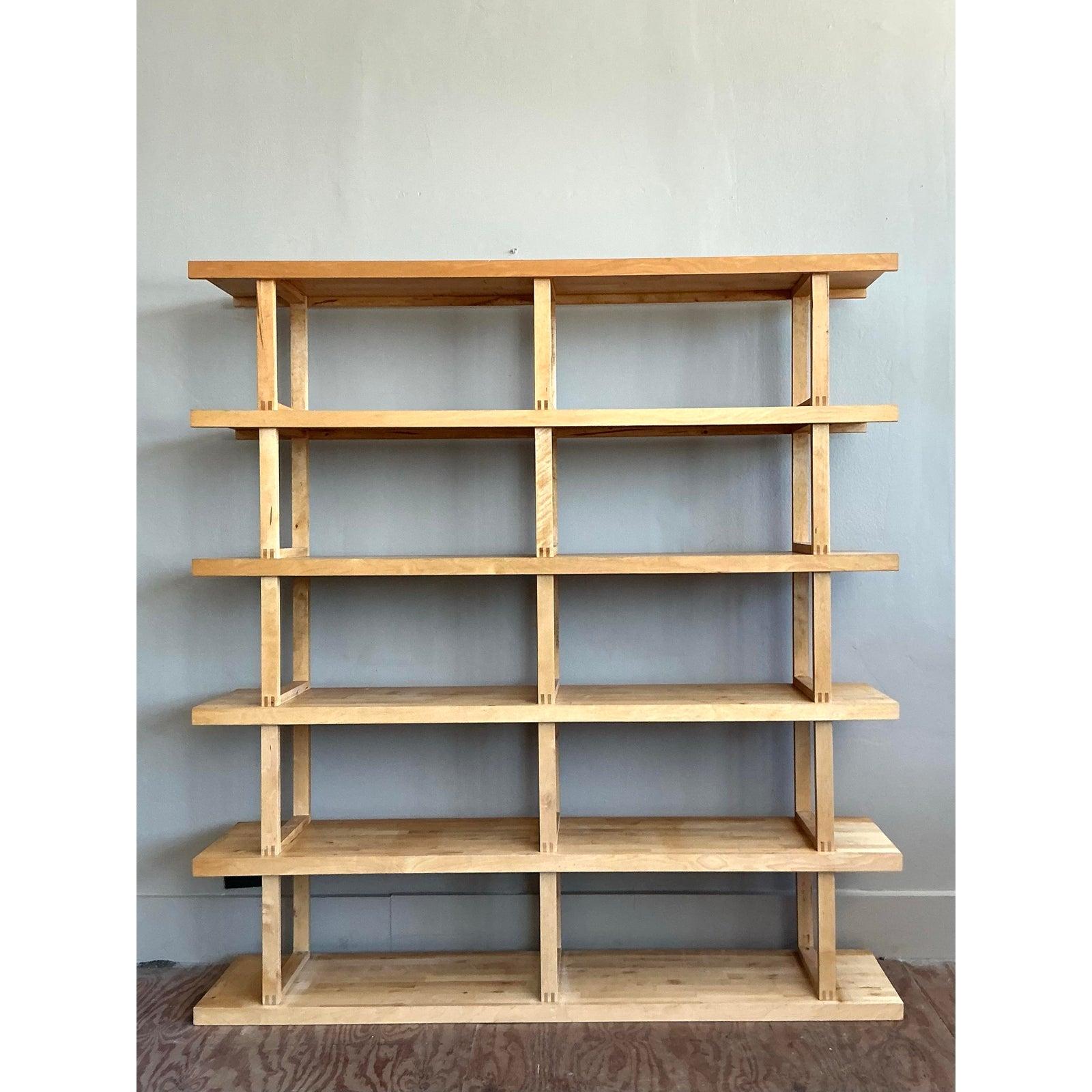 Minimalist Vintage Boho 6 Shelf Etagere For Sale