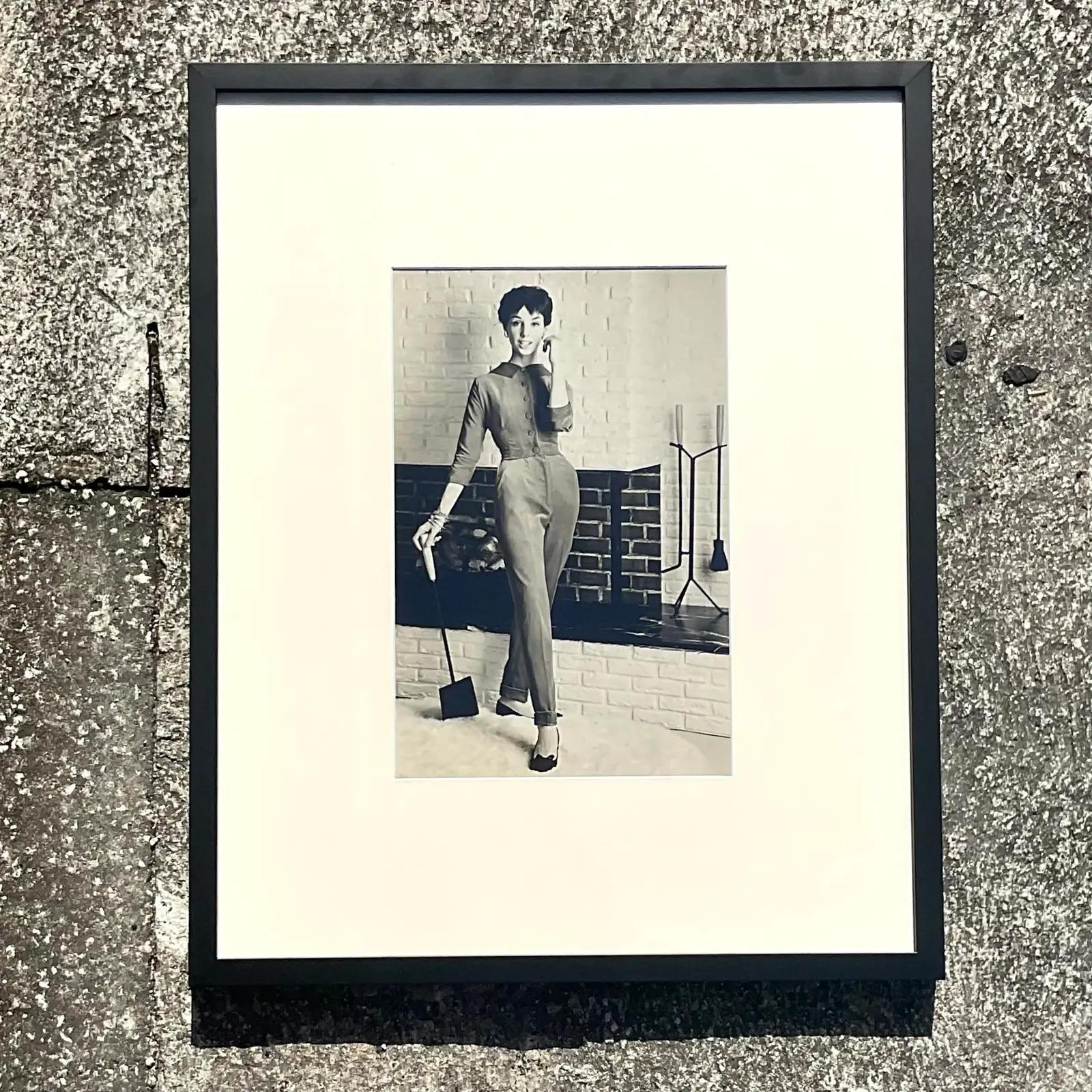 20ième siècle Photographie de mode bohème vintage en noir et blanc, années 70 en vente