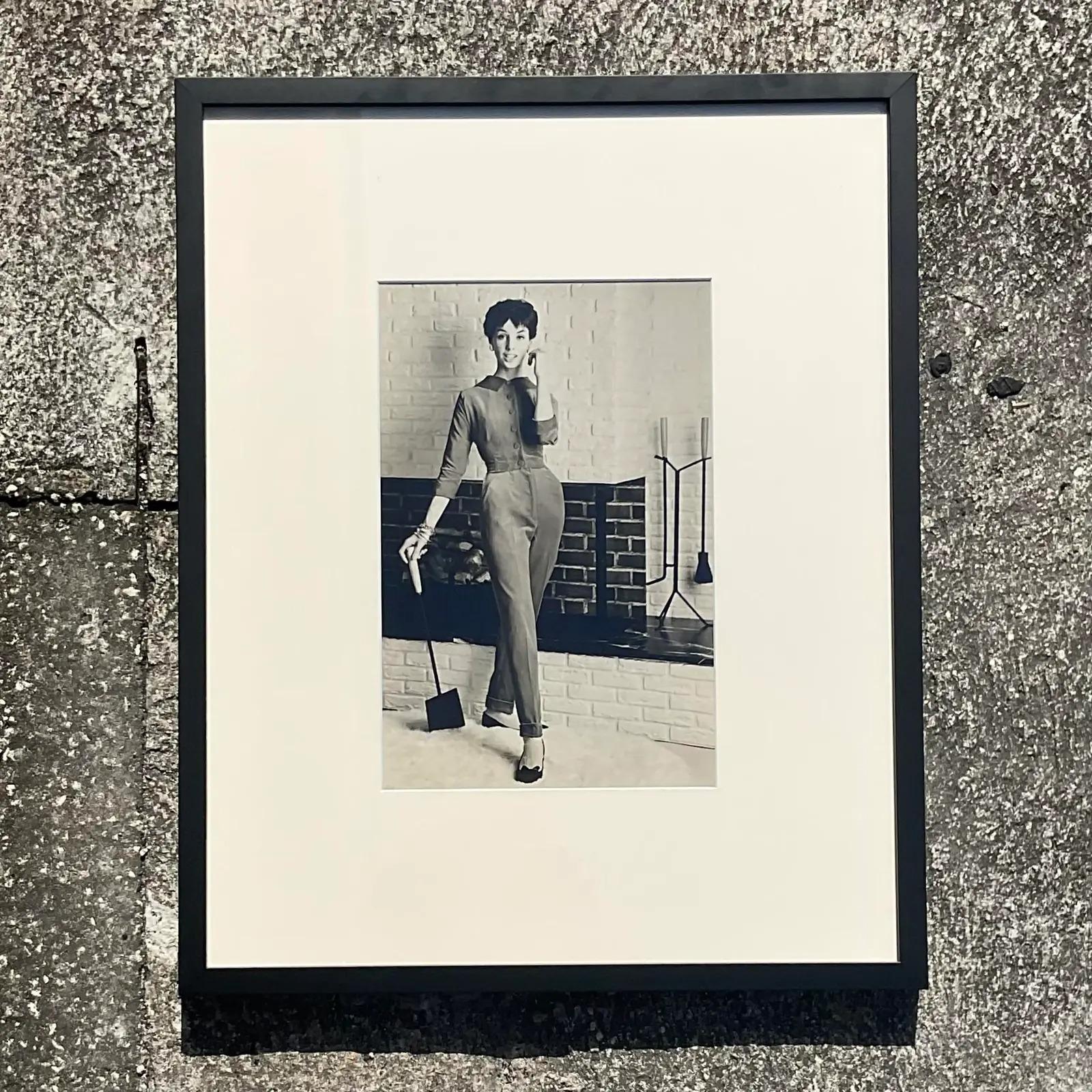 Papier Photographie de mode bohème vintage en noir et blanc, années 70 en vente