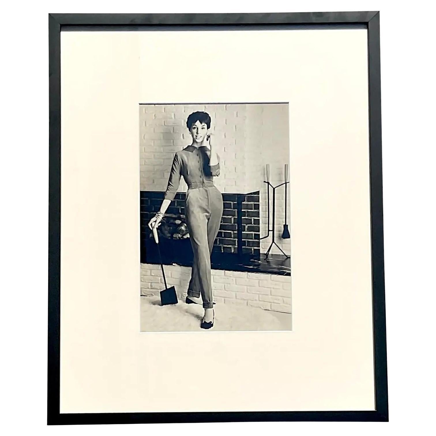 Photographie de mode bohème vintage en noir et blanc, années 70 en vente