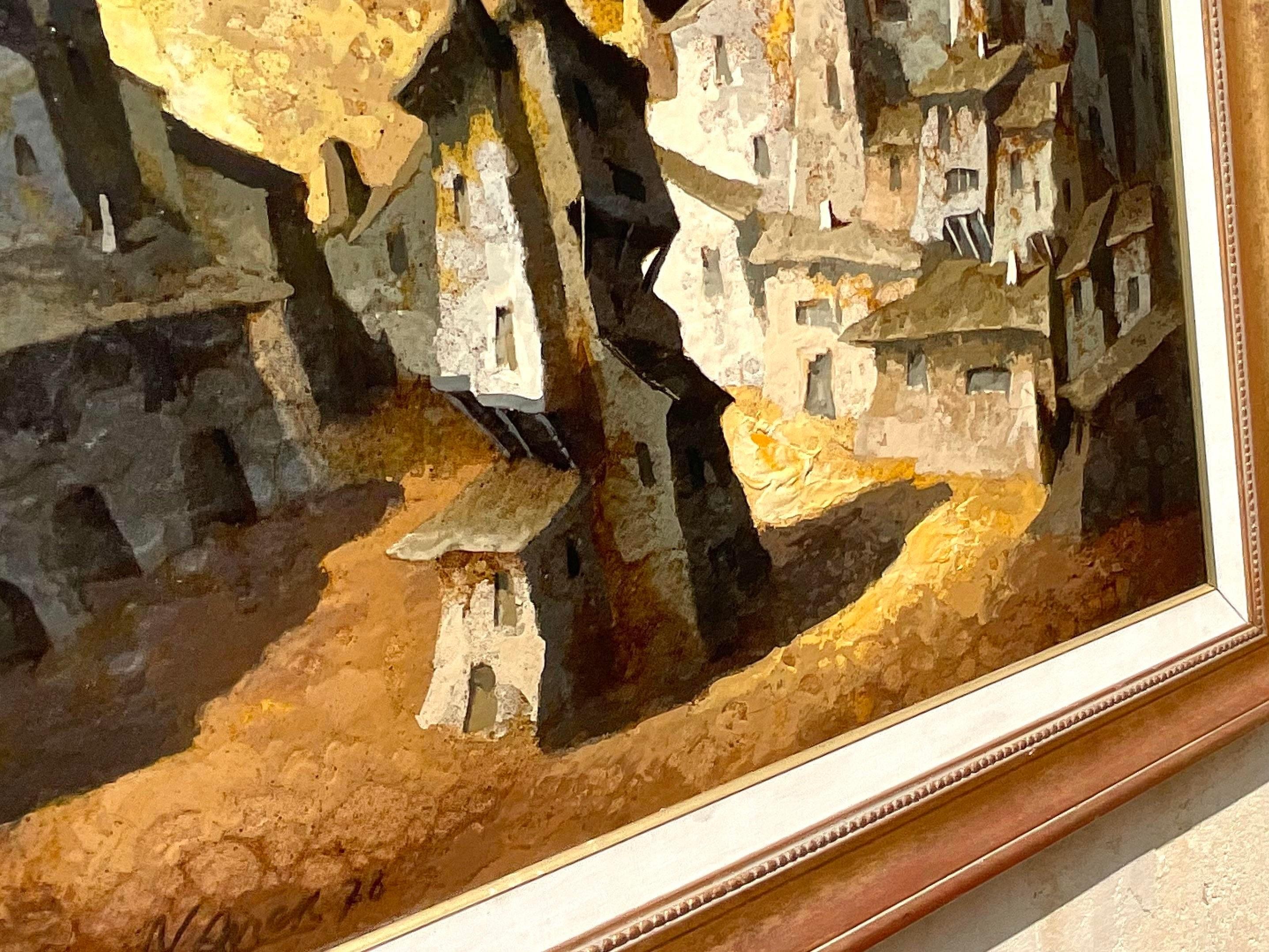 Peinture à l'huile abstraite originale de style Boho des années 70 sur toile signée en vente 4