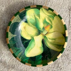 Vintage Boho 80s Lacquered Magnolia Bowl