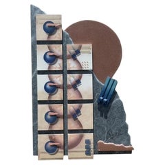 Escultura de pared geométrica abstracta boho vintage de los años 90