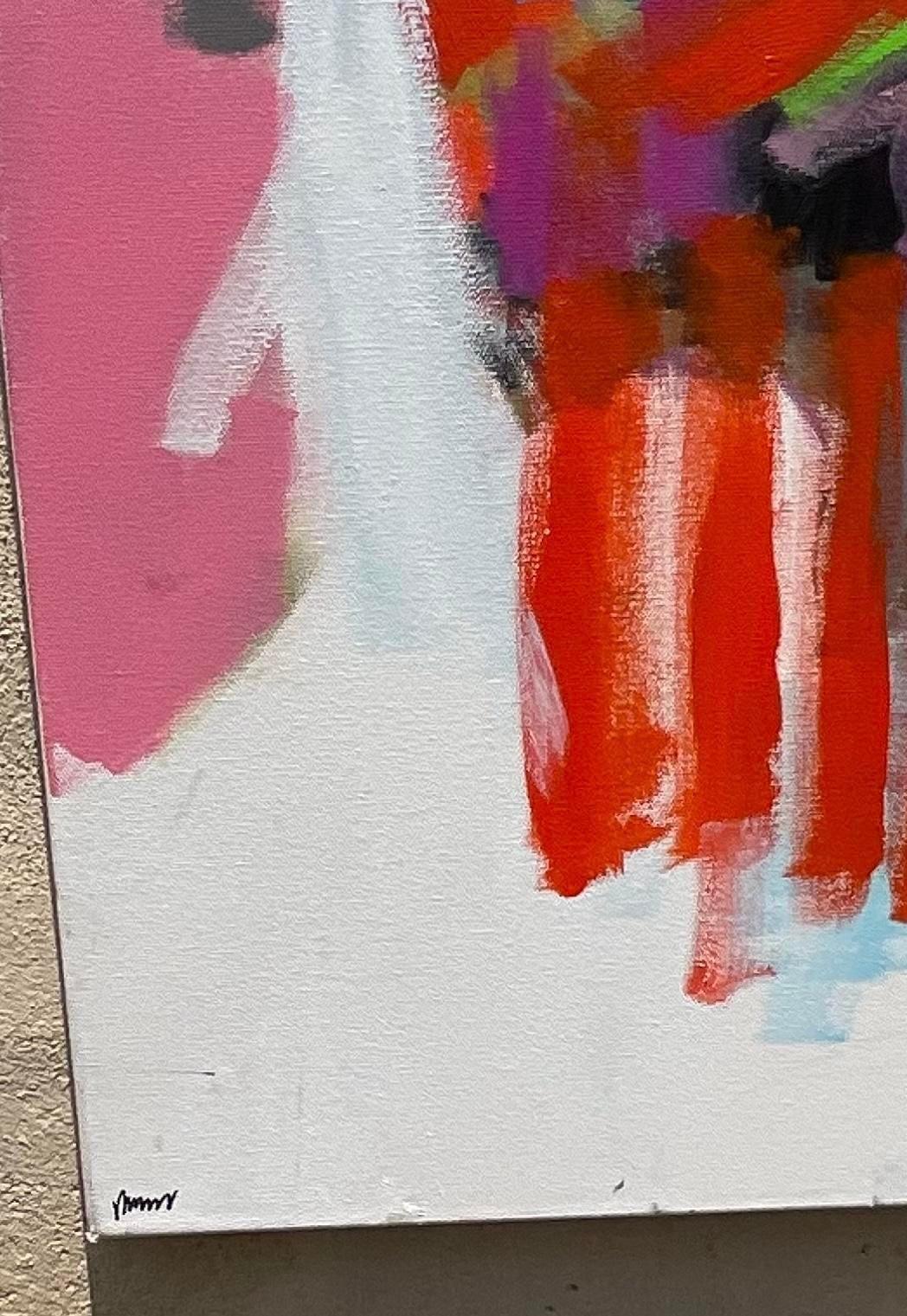 Vintage Boho Abstact Expressionistisches figurales Ölgemälde auf Leinwand, Vintage (20. Jahrhundert) im Angebot
