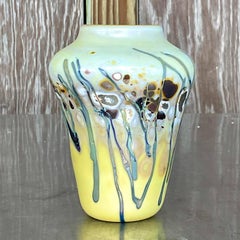 Vintage Boho Abstract Art Glass Vase