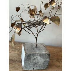 Vintage Boho Abstract Brass Tree Sculpture After Jere
