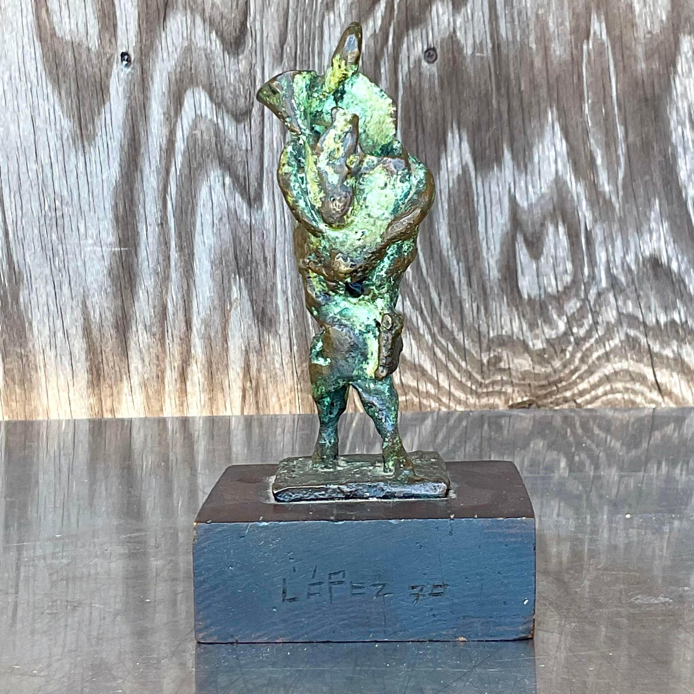 Vintage Boho Abstract Bronze Sculpture For Sale 2