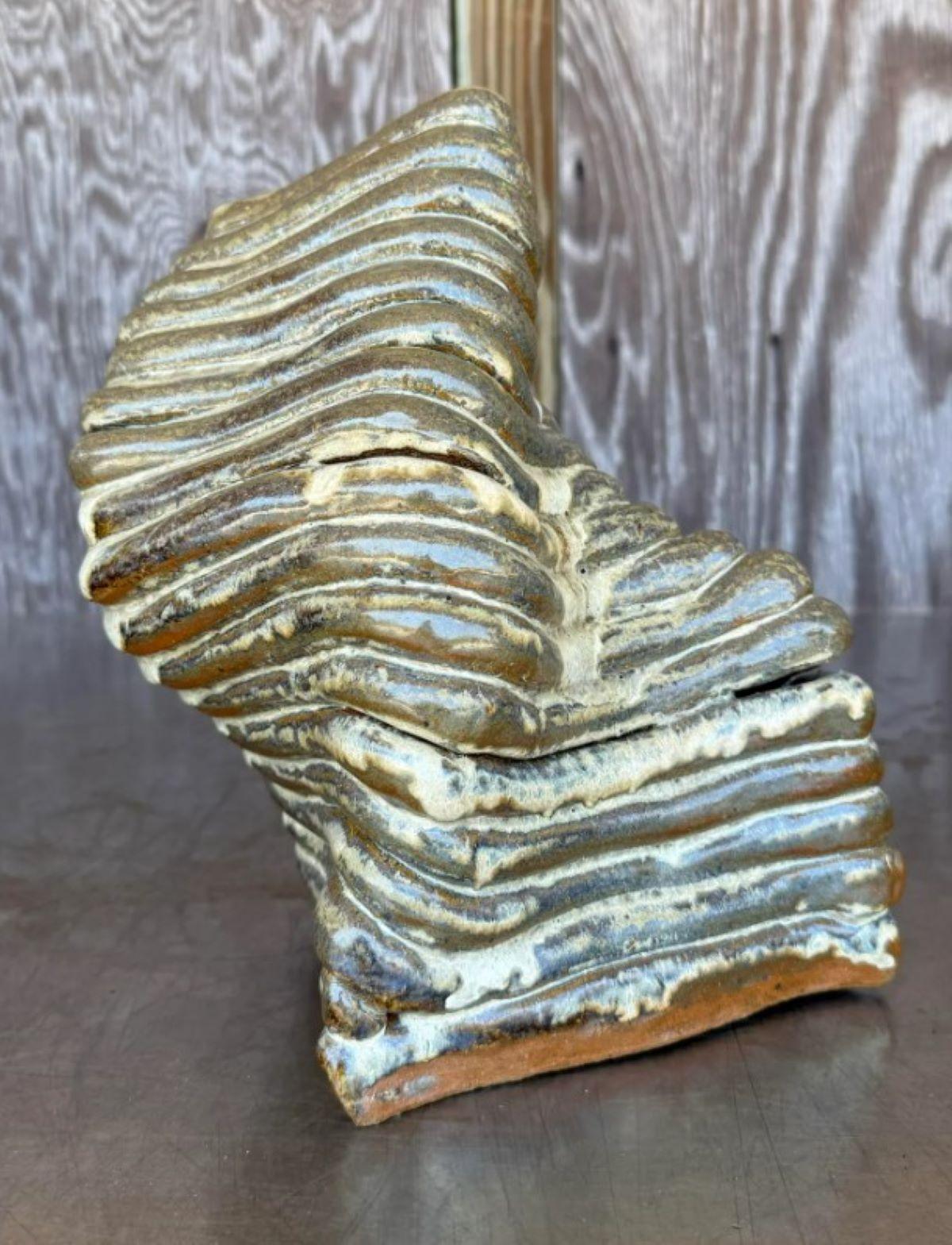 North American Vintage Boho Abstract Coil Studio Pottery For Sale
