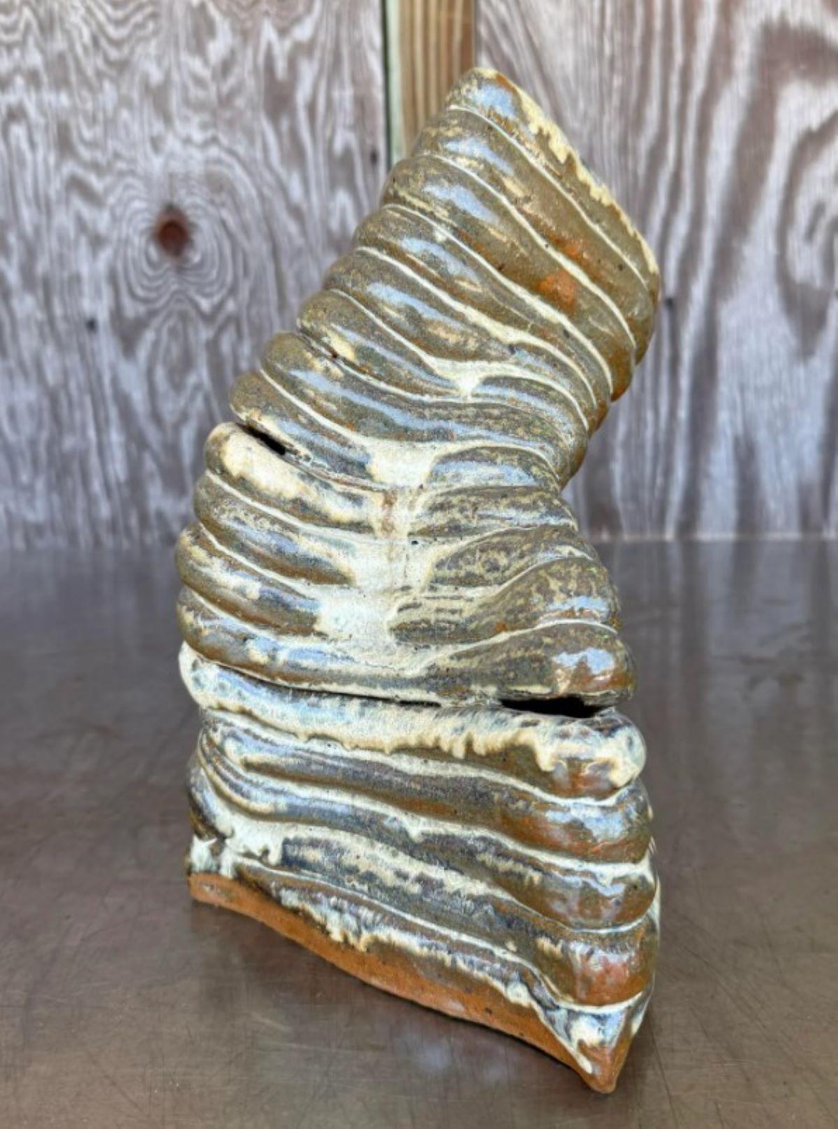 Vintage Boho Abstract Coil Studio Pottery For Sale 1