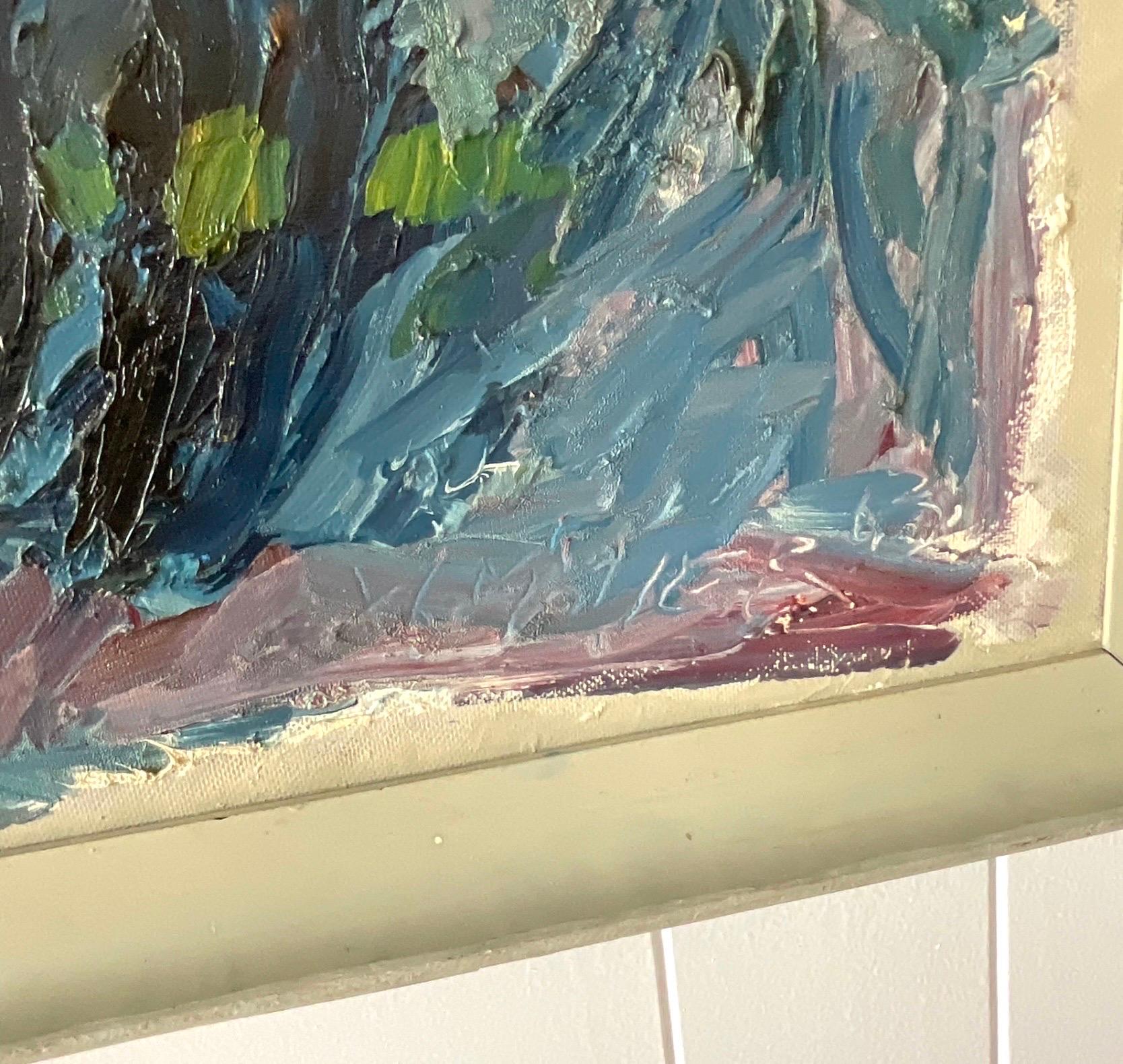 Vintage Boho Abstrakter Expressionist, signiertes Original Ölgemälde auf Leinwand 1963 im Zustand „Gut“ im Angebot in west palm beach, FL