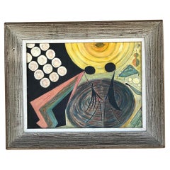 Vintage Boho Abstract Figural Original Oil Painting on Canvas