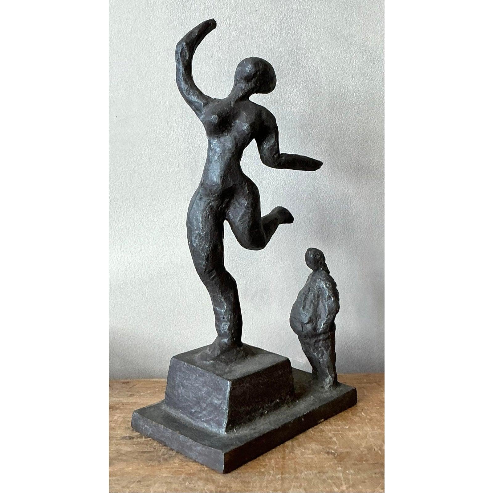 Scultura astratta figurativa in metallo fuso Vintage By In condizioni buone in vendita a West Palm Beach, FL