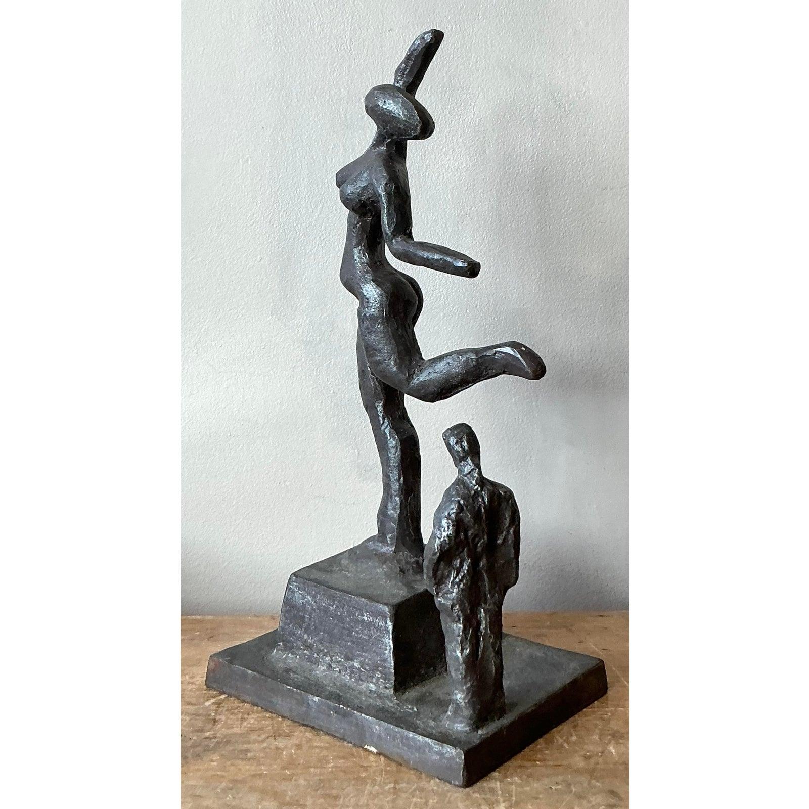 XX secolo Scultura astratta figurativa in metallo fuso Vintage By in vendita