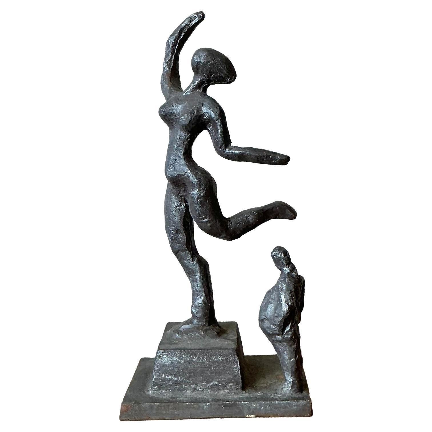 Scultura astratta figurativa in metallo fuso Vintage By in vendita