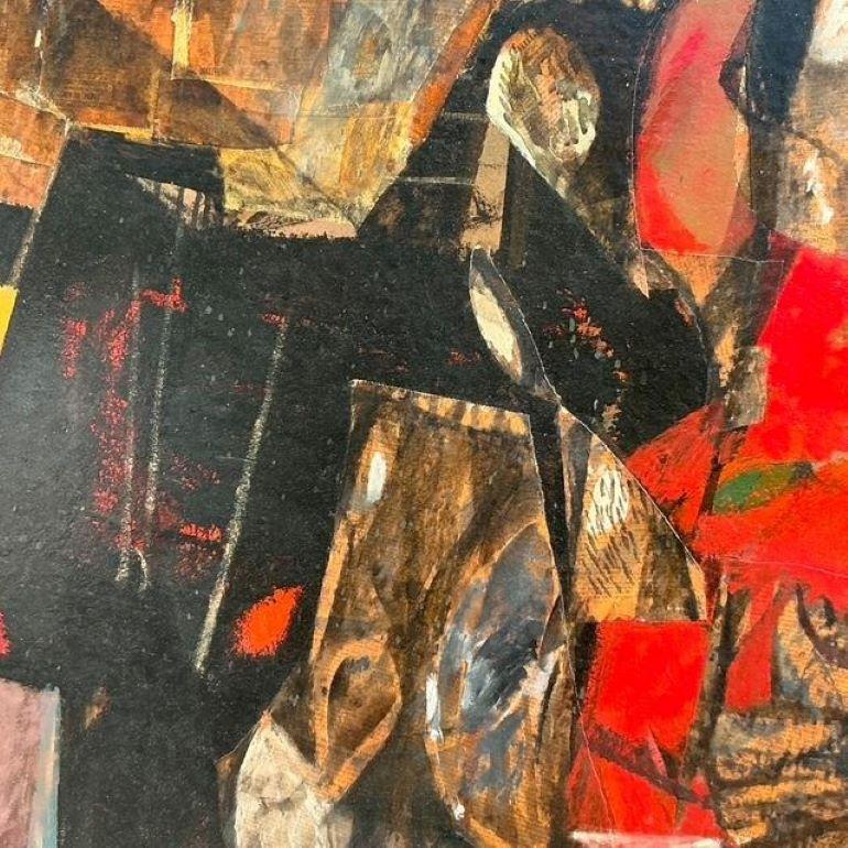 Pintura al óleo figurativa abstracta boho vintage sobre lienzo Moderno en venta