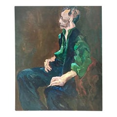 Vintage Boho Abstract Figurative Oil Painting on Canvas