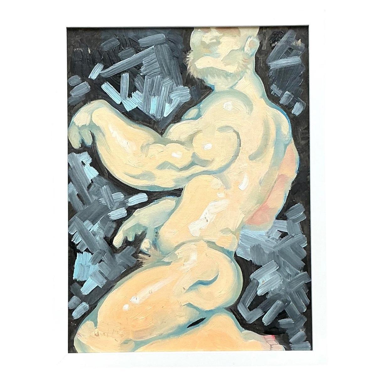 Vintage Boho Pintura abstracta figurativa sobre tabla
