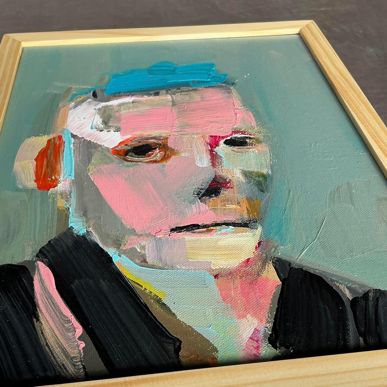 Vintage Boho abstrakte figurative Porträt auf Leinwand (Moderne) im Angebot