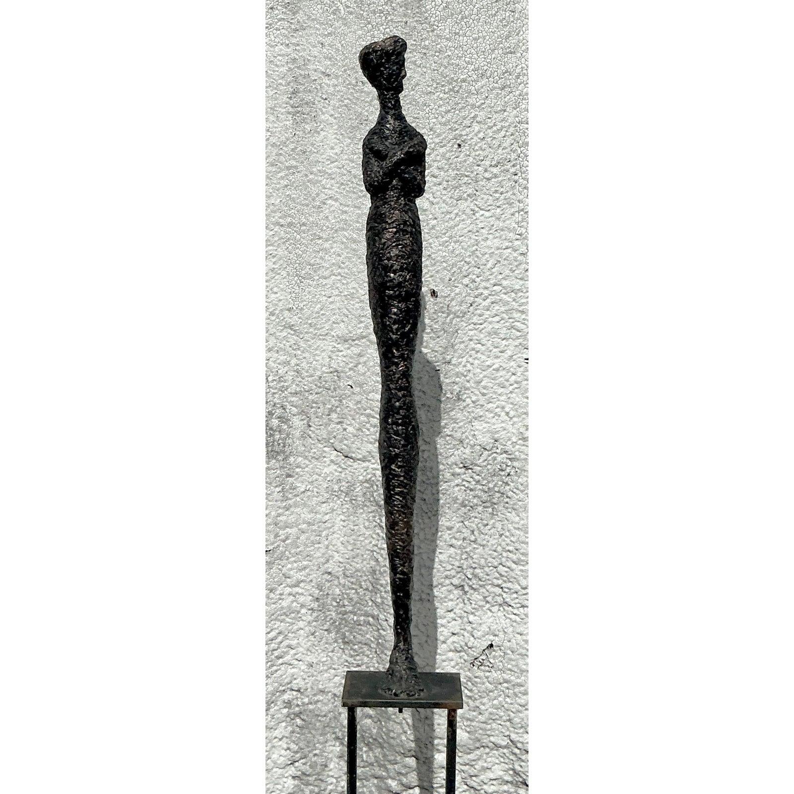 Scultura figurativa astratta vintage Boho di donna dopo Giacometti in vendita 1