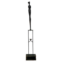 Vintage Boho Abstract Figurative Sculpture of Woman After Giacometti