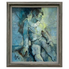 Vintage Boho Abstract Figure Painting of Man