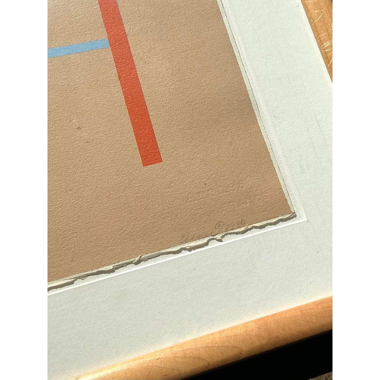 Vintage Boho Abstract Geometric Lithograph on Paper im Angebot 1