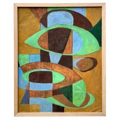 Óleo Geométrico Abstracto Boho Vintage sobre Lienzo