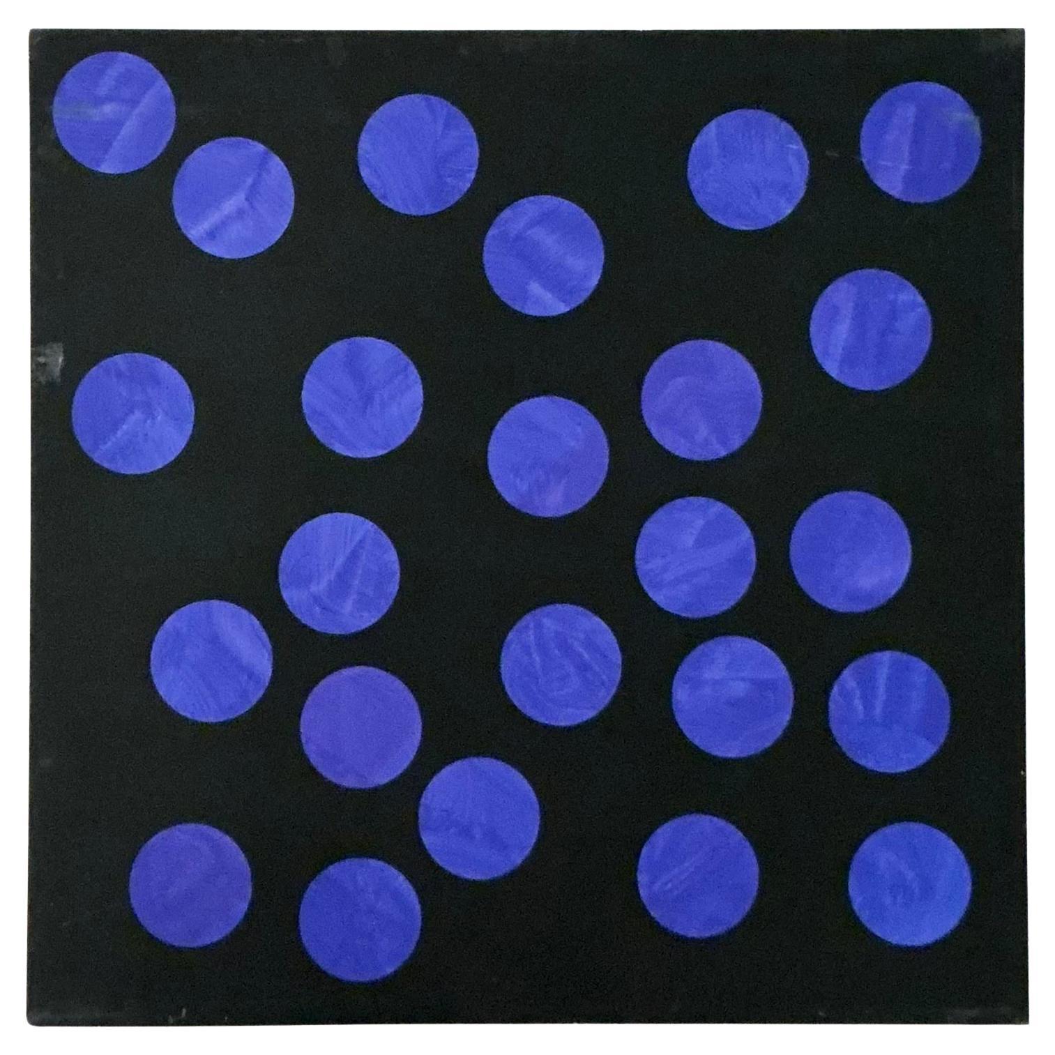 Vintage Boho Abstract Geometric Oil on Canvas