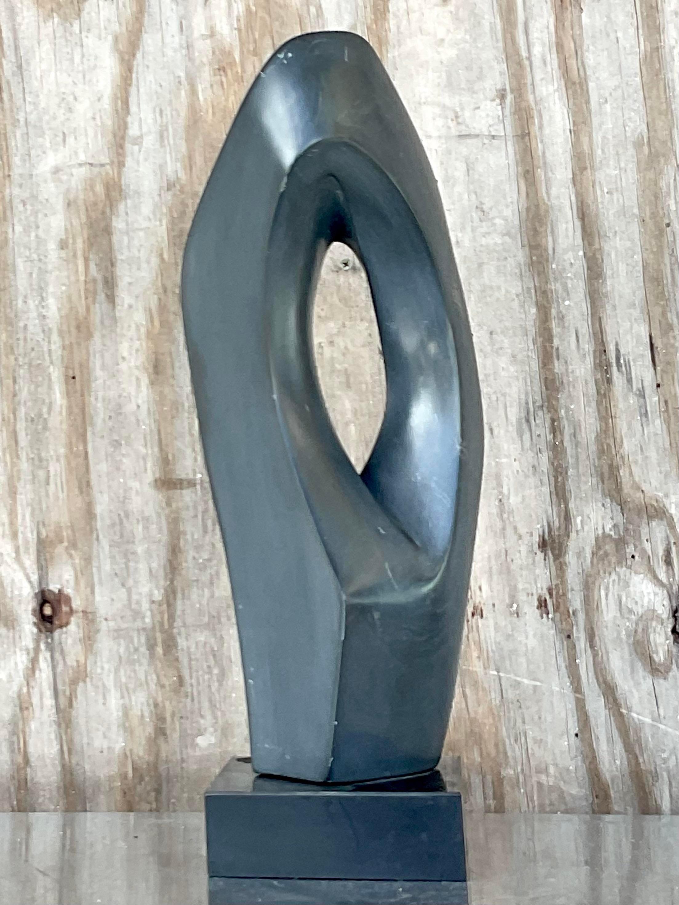 Vintage Boho Abstract Granite Sculpture In Good Condition For Sale In west palm beach, FL