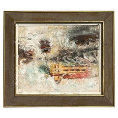 Paesaggio astratto vintage boho olio su tela