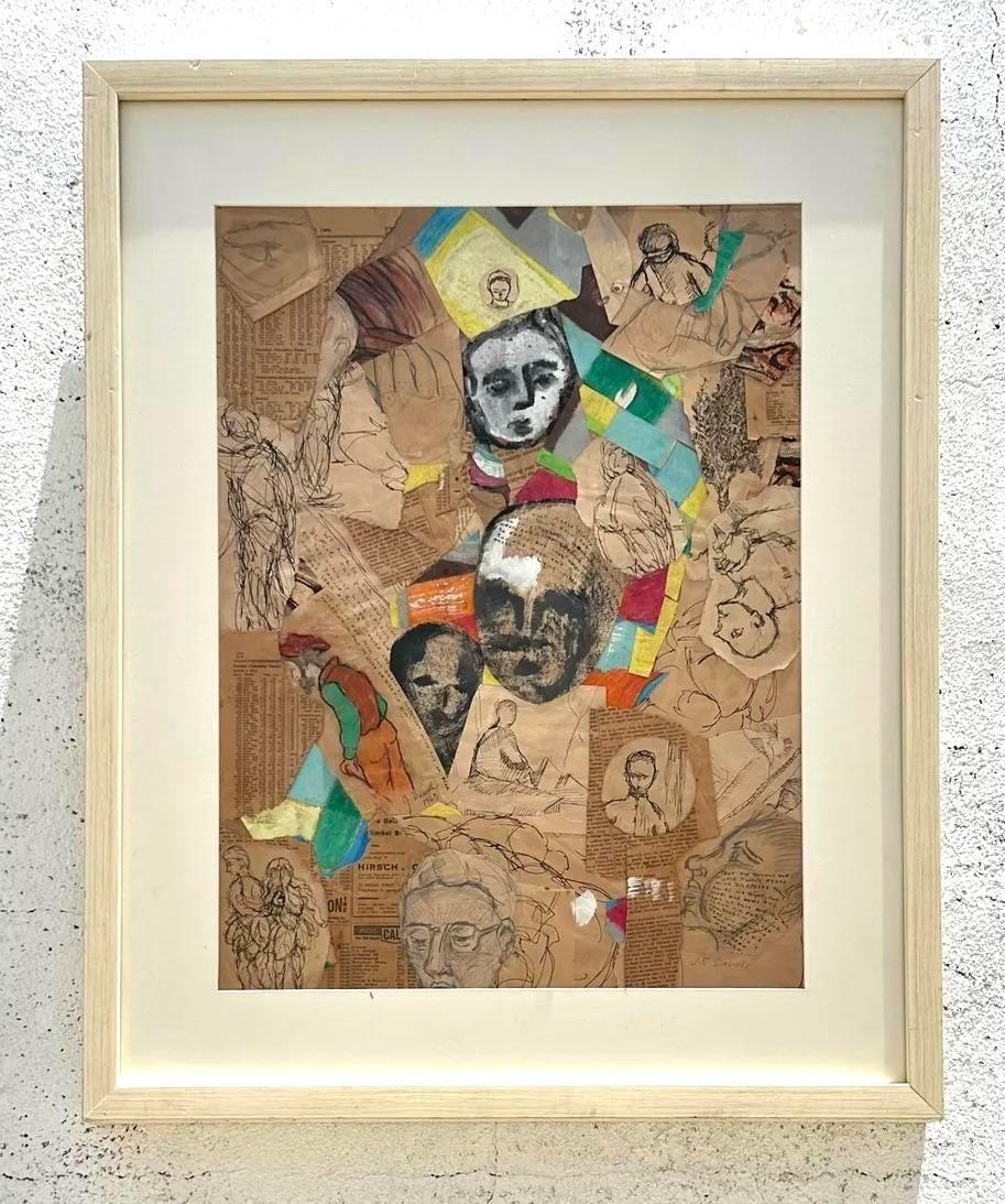 Bohémien Paesaggio astratto vintage boho su tela