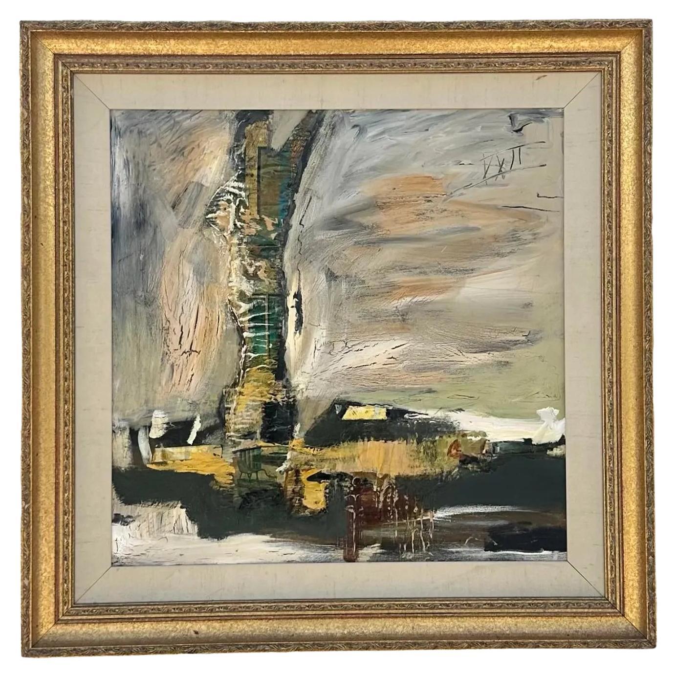 Vintage Boho Abstract Landscape on Canvas