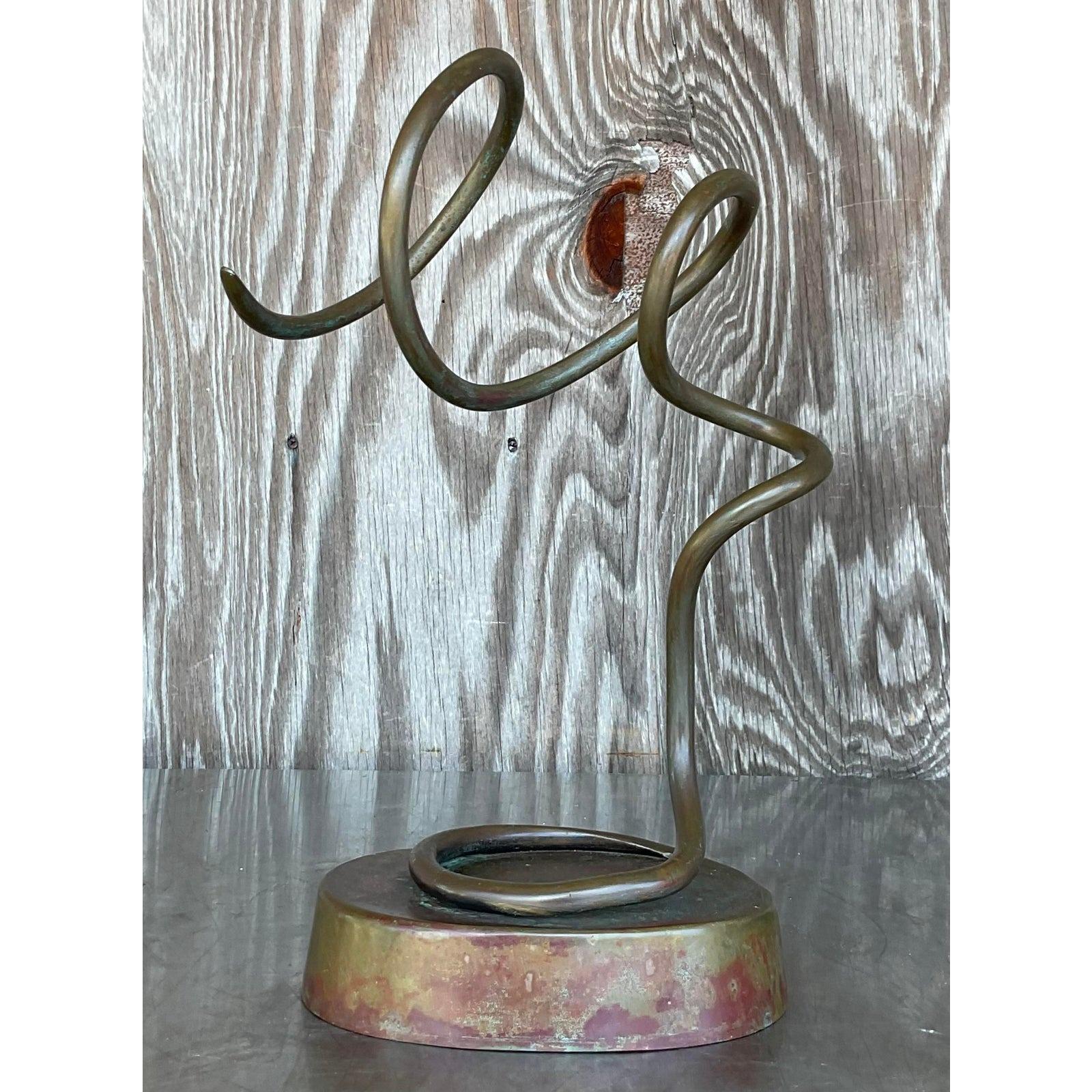 North American Vintage Boho Abstract Metal Sculpture For Sale